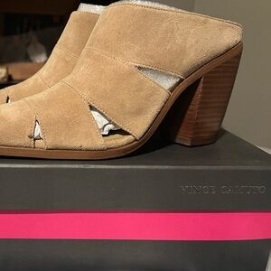 Vince Camuto Beige Suede Women's Clogs